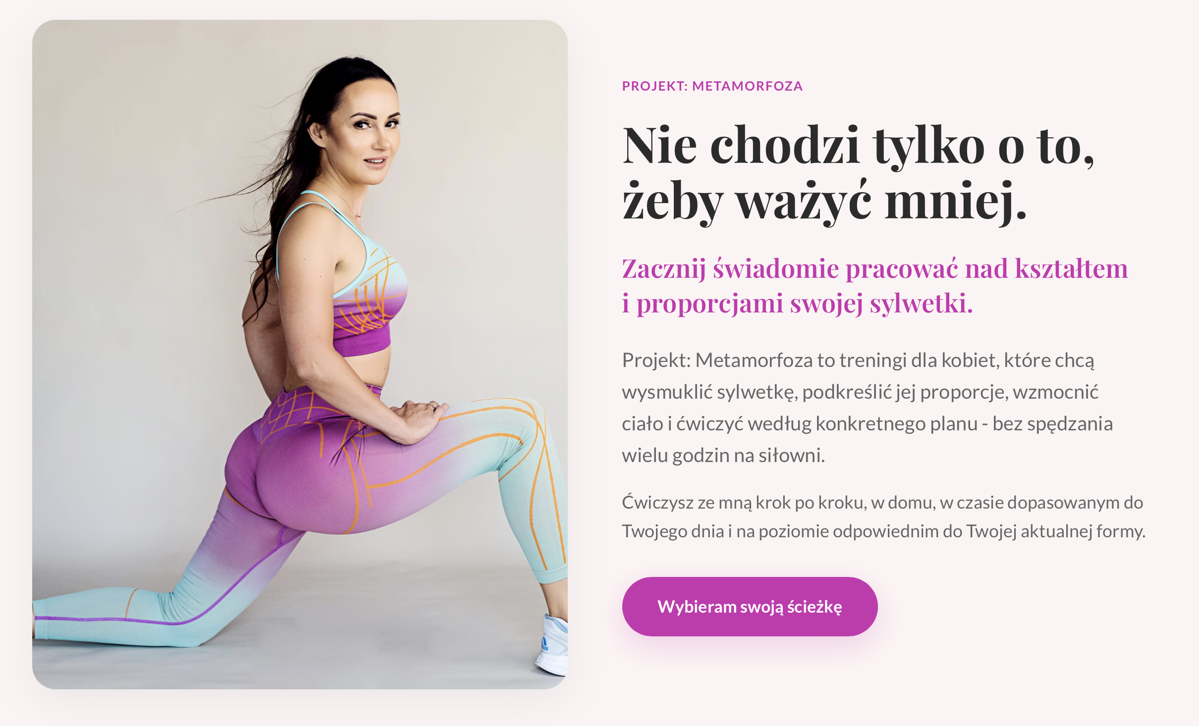 Zrzut ekranu: strona zapisu na newsletter MagdaGym