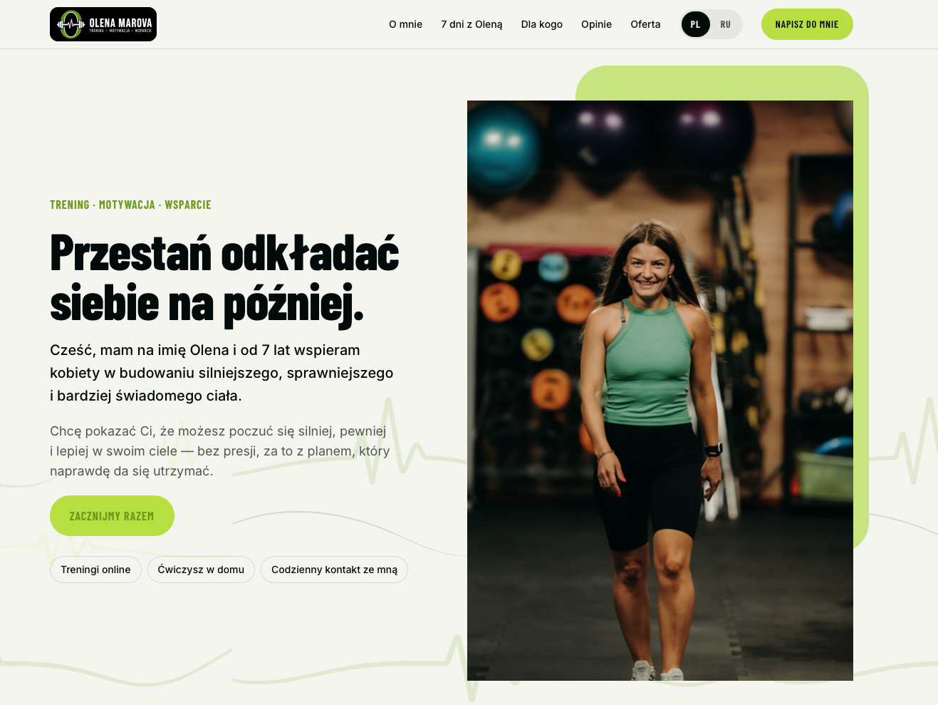 Zrzut ekranu: strona osobista Oleny Marovej
